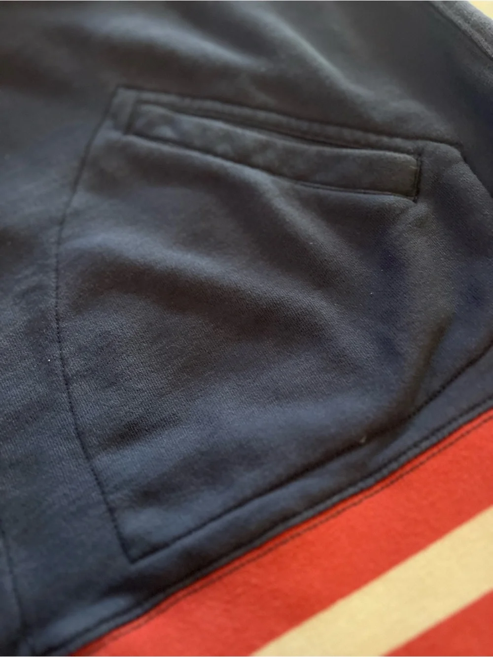 COZY 90s Vintage JCrew Custom Knit Jersey Washed Navy & Red Collegiate Jacket 🧥